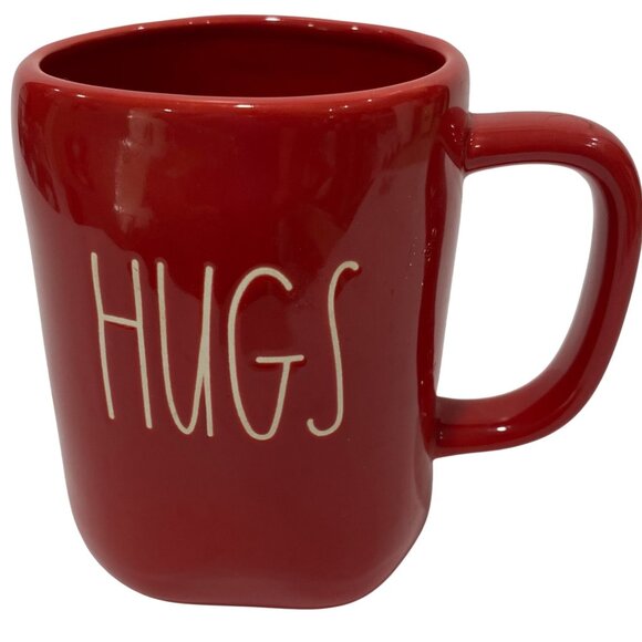 Rae Dunn Double Sided Coffee Mug "Hugs" "Kisses" In Red by Magenta - Picture 1 of 6